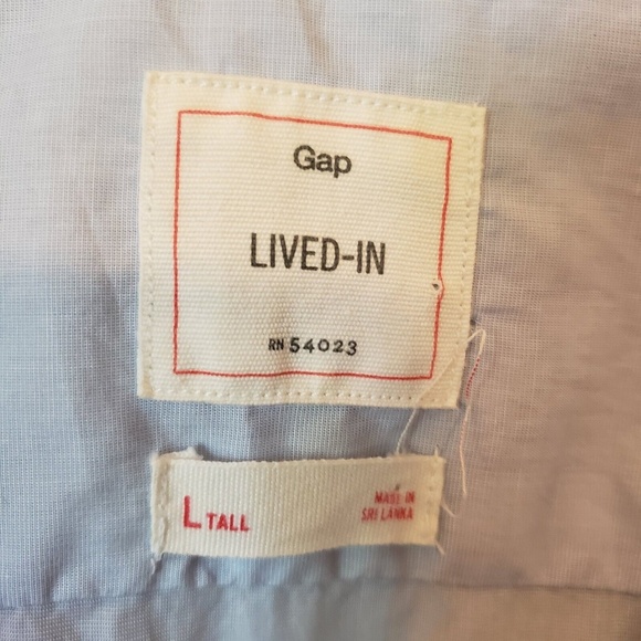 Gap Men's Lived-In Button-up Collared Blue Dress Shirt Sz Large Tall - Picture 3 of 7